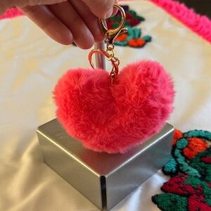 Keychain/Bag Charm Vibrant Pink Fluffy Heart 💗